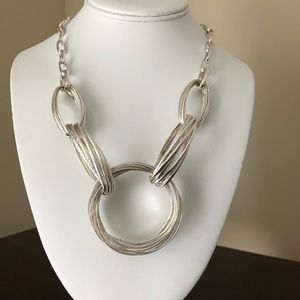 INC Statement Necklace Silver Color Multiple Links